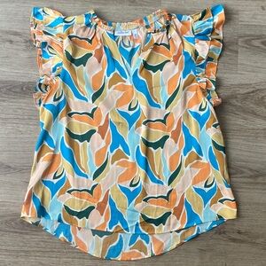 Vibrant Ruffle Sleeve Blouse